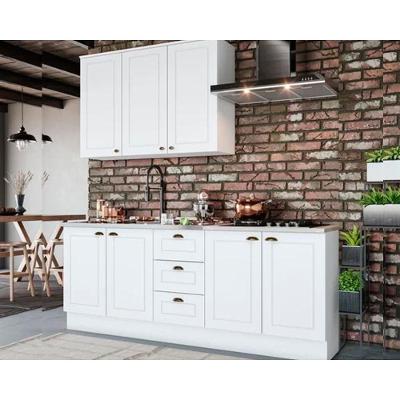 Kit Cozinha Modulada 4 Peças Americana 1 Aéreo + 2 Balcões + 1 Complemento Sem Pia Cz126 Branco