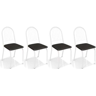 Kit 4 Cadeiras De Cozinha Noruega 2c077 4 Un Branco Fosco Preto 110