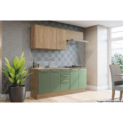 Kit Cozinha Modulada 5 Peças Botanic 2 Aéreos + 2 Balcões + 1 Complemento Sem Pia M665 Nogueira Verde Oliva