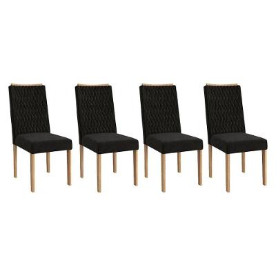 Kit 2 Cadeiras De Cozinha 2cad157ea 4 Un Eucalipto Suede Preto A038