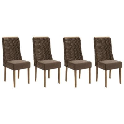 Kit 2 Cadeiras De Cozinha 2cad158ng 4 Un Nogueira Suede Marrom A033