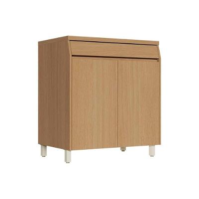 Módulo Cozinha Simone Mendes Balcão Com Tampo Simone Mendes Com 2 Portas E 1 Gaveta 80cm Carvalho Cinza