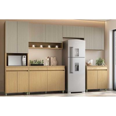 Kit Cozinha Modulada 6 Peças Simone Mendes 3 Aéreos + 2 Balcões + 1 Paneleiro C6p90 Carvalho Cinza