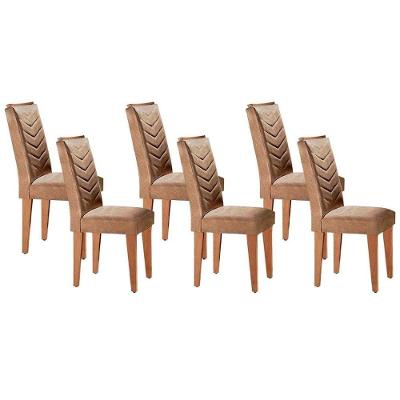 Kit 6 Cadeiras De Cozinha Londrina 6 Un Imbuia Suede Capuccino Rufato