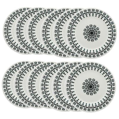 Prato Raso De Cerâmica Estampa Donna Folk 24cm 12 Unidades Biona