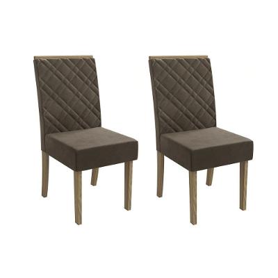 Cadeira De Cozinha 2cad149 Kit 2 Un Canela Suede Marrom
