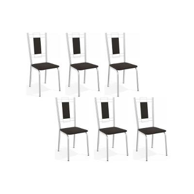 Kit 6 Cadeiras Sala Jantar Florença C005 6 Un Cromada Preto 110