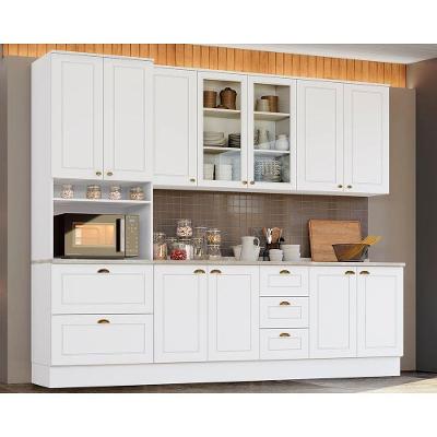 Cozinha Modulada Americana 7 Peças 2aéreos+ 1 Paneleiro +2balcões+ 2 Complementos C5p45 Branco2 Aéreos + 1 Balcão + 1 Complemento