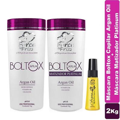 Kit Máscara Capilar Boltox Argan Oil + Matizador + Reparador Capilar Force De Frizz