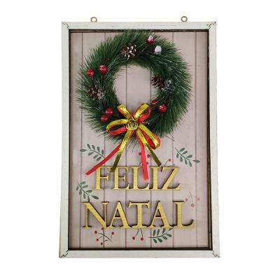 Quadro Decorativo Natalino Guirlanda Feliz Natal Parede Porta Com Bolinhas Decoraçao Advento Loja Casa Sala Quarto Hall