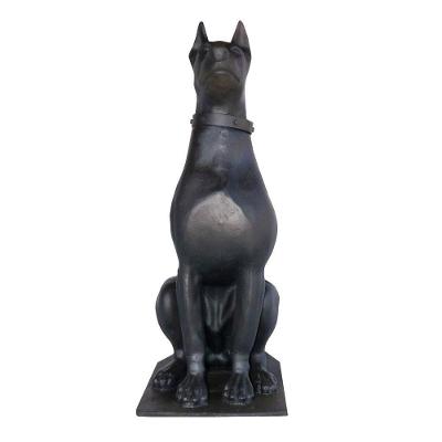 Escultura Cachorro Doberman Em Ferro Fundido Decoração 90cm