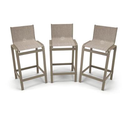 Kit 3 Banquetas Alta Bancada Alumínio Fendi Tela Mocca