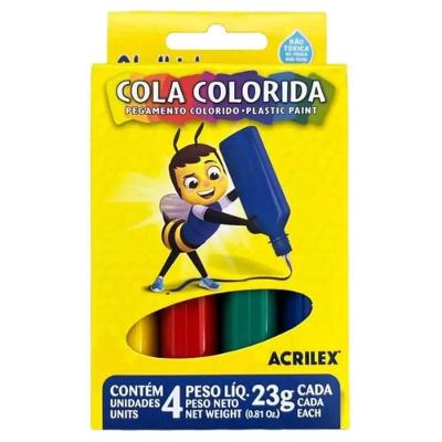 Cola Colorida Acrilex 4 Cores - 23g Cd