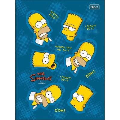 Caderno Universitário Simpsons Tilibra Capa Dura Brochura - 80 Folhas Fundo Azul Escuro