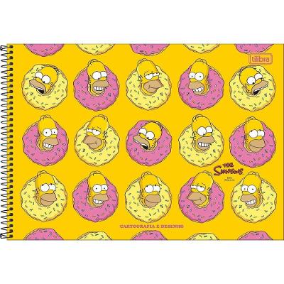 Caderno De Desenho Simpsons Tilibra - 80 Folhas Amarelo Rosquinha