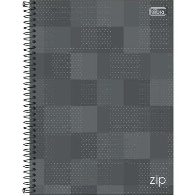 Caderno Universitário Zip Tilibra Capa Dura Espiral - 10 Matérias 160 Folhas Cinza