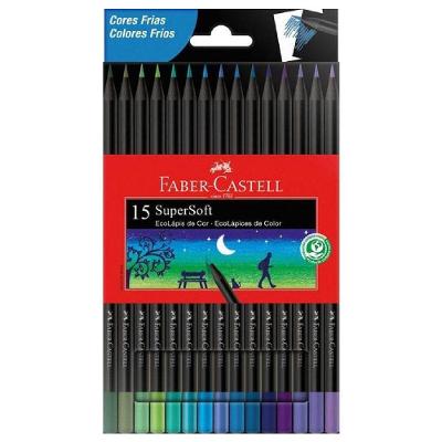 Lápis De Cor Faber Castell Supersoft Cores Frias 15 Cores