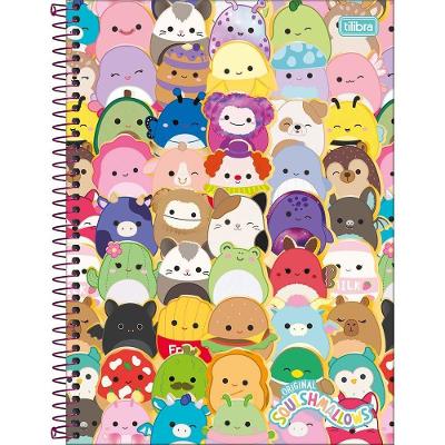 Caderno Universitário Squishmallows Tilibra Capa Dura Espiral - 1 Matéria 80 Folhas Vários Bichinhos