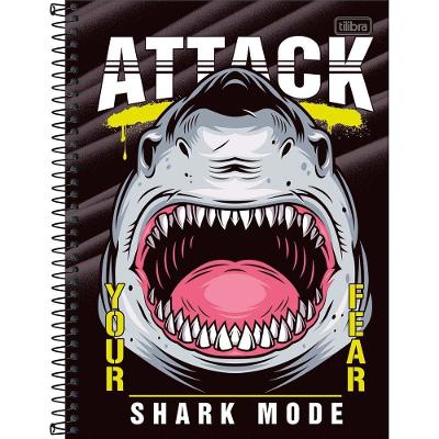 Caderno Universitário 4-fun Tilibra Capa Dura Espiral - 1 Matéria 80 Folhas Attack Shark Mode
