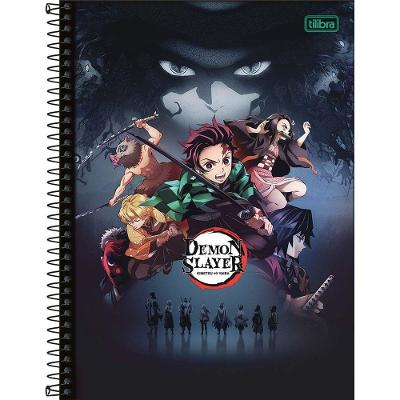 Caderno Universitário Demon Slayer Tilibra Capa Dura Espiral - 10 Matérias 160 Folhas Espada