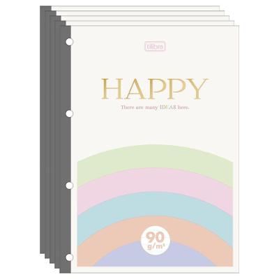 Pacote Refil Caderno Argolado Colegial Happy 90g Tilibra - 80 Folhas C- 5 Unidades