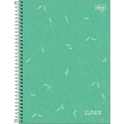 Caderno Universitário Lunix Tilibra Capa Dura Espiral - 10 Matéria 160 Folhas Verde