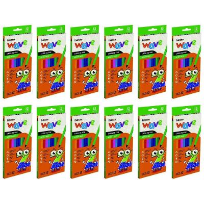 Kit C- 12 Lápis De Cor Wave Reciclado Bazze - 12 Cores