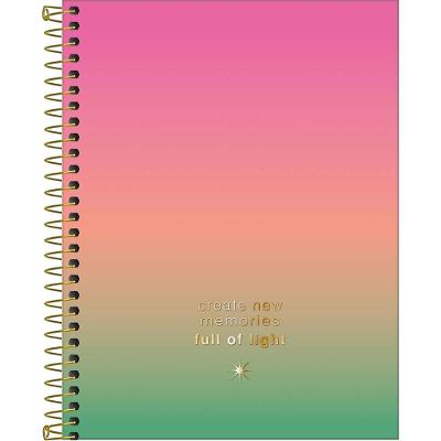 Caderno Colegial Great Tilibra Capa Dura Espiral - 10 Matérias 160 Folhas Full Of Light - Rosa C- Verde