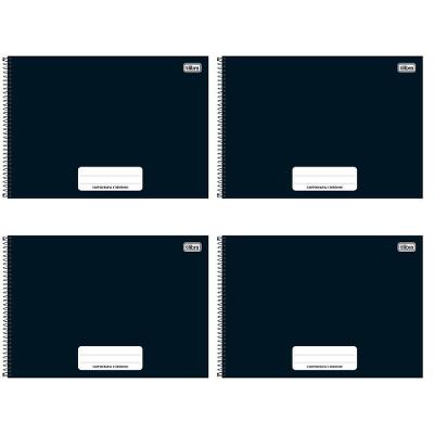 Kit C- 4 Caderno De Cartografia E Desenho Pepper Tilibra Capa Dura Espiral - 80 Folhas