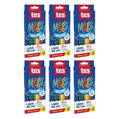 Pacote Lápis De Cor Tris Mega Soft Color - 12 Cores C- 6 Unidades