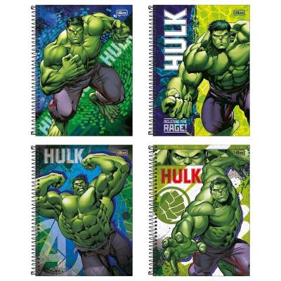 Kit C- 4 Caderno Universitário Hulk Tilibra Capa Dura Espiral - 1 Matéria 80 Folhas