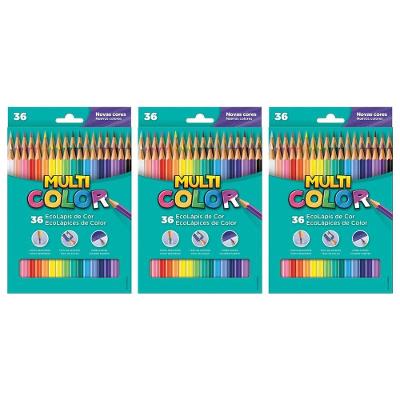 Kit C- 3 Lápis De Cor Multicolor - 36 Cores