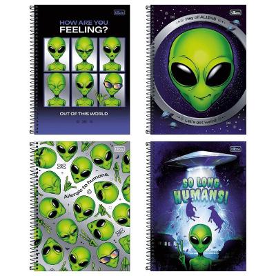 Caderno Universitário Orbit Aliens Tilibra Capa Dura Espiral - 10m 160 Folhas Allergic To Humans