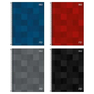 Kit C- 4 Caderno Universitário Zip Tilibra Capa Dura Espiral - 10m 160fls