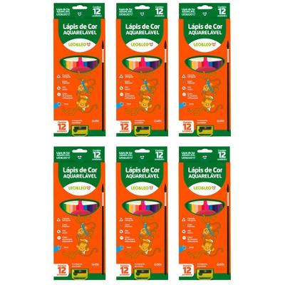Pacote Lápis De Cor Aquarelável Leonora - 12 Cores + 1 Apontador C- 6 Unidades