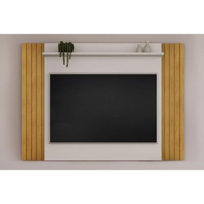 Rack Bancada C/ Painel P/ Tv Até 55 Pol Trend Ripado Extensível 108x150cm Cedro/bali - Dj Móveis