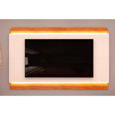 Rack Bancada C/ Painel P/ Tv Até 75 Polegadas Nadine Led 219x136cm Off White/freijó - Dj Móveis