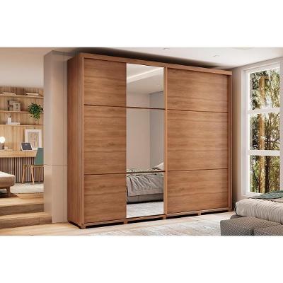 Guarda Roupas 2 Portas De Correr E 6 Gavetas C- Espelho Titan 1173 C- Pés Freijo - Carraro