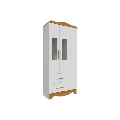 Guarda Roupa 3 Portas Clara C- E 2 Gavetas Branco-amendoa - Peroba