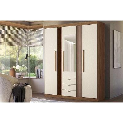 Guarda Roupa 3 Portas (1 C- Espelho) E 3 Gavetas Aurora 3.3 Jatobá-areia - Santos Andirá