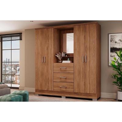 Guarda Roupa 4 Portas E 3 Gavetas C- Espelho Roma 1181 C- Pés Freijo - Carraro