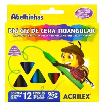 Giz De Cera Jumbo Triangular Acrilex - 12 Cores