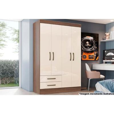 Guarda Roupa Casal 4 Portas E 2 Gavetas Briz Be12 Castanho-off White - Henn