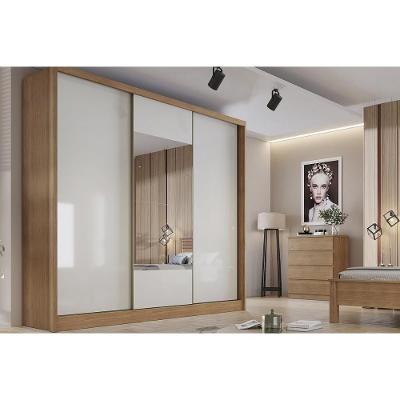 Guarda Roupa Casal 3 Portas De Correr E 4 Gavetas C- Espelho Arezzo-medelim Cumaru-fendi - Novo Horizonte
