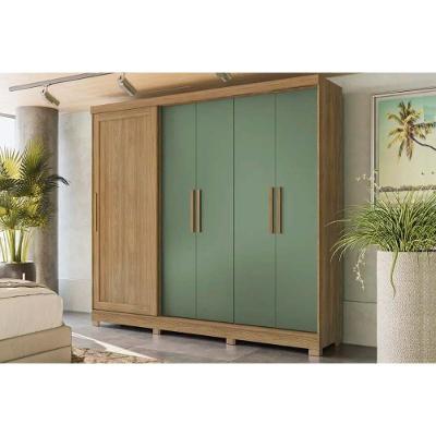 Guarda Roupa Casal 5 Portas E 4 Gavetas C- Pés Flex Cb03n564 Nogueira-verde Oliva - Kappesberg