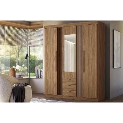 Guarda Roupa 3 Portas (1 C- Espelho) E 3 Gavetas Aurora 3.3 Jatobá - Santos Andirá