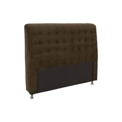 Painel De Cama Box Estofada Casal Dama Plus Suede Marrom Chocolate - Simbal