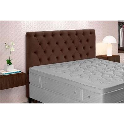 Painel De Cama Box Estofada Queen Embaixatriz Plus Suede Marrom Chocolate - Simbal
