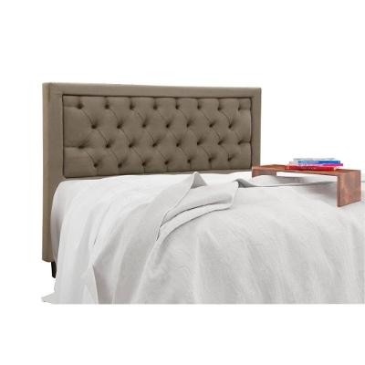 Painel De Cama Box Estofada King Baronesa Plus Suede Marrom Taupe - Simbal