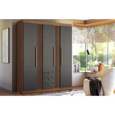 Guarda Roupa 3 Portas E 3 Gavetas C- Pés Aurora 3.3 Jatobá-grafite - Santos Andirá